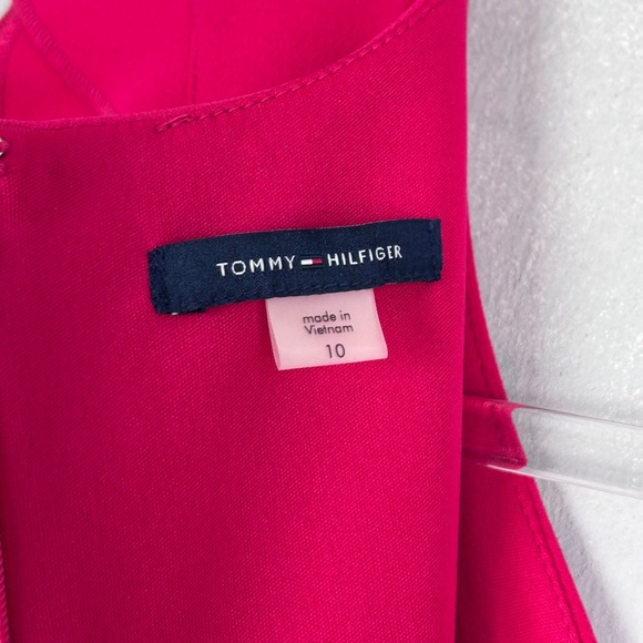 Tommy Hilfiger fit & flare dress size 10 ruffle sleeve crepe knit hot pink NEW - Picture 10 of 12